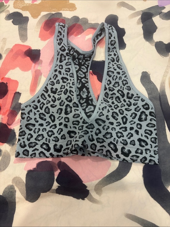 Free People Other - Free People Blue Leopard Ribbed Racerback Bralette